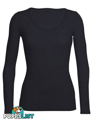 Icebreaker Siren Womens Sweetheart Long Sleeve Merino T-Shirt - Black - M - 103194001M