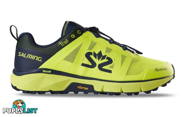 Salming Trail 6 Mens Trail Running Shoes - Safety Yellow/Navy Blue - US9.0 - 1280057-1904-4223