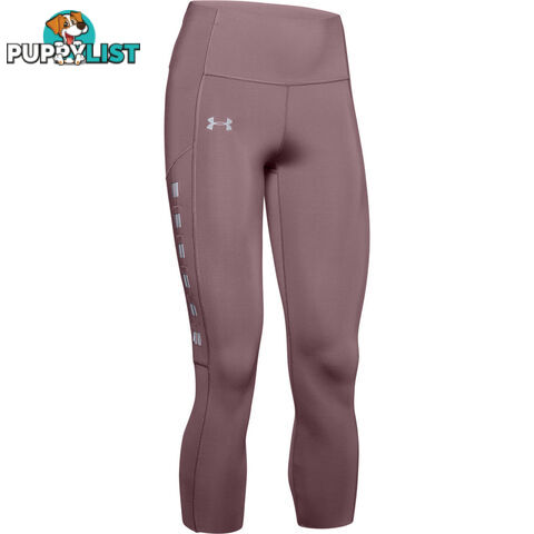 Under Armour Qualifier Speedpocket Roadside Runway Crop Womens Leggings - Pink - XL - 1342863-662-XL