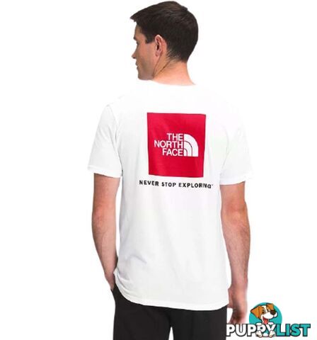 The North Face Box NSE Mens Short Sleeve Everyday Tee - TNF White/TNF Red - S - NF0A4763LB1-R0S