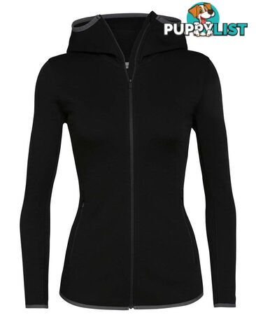 Icebreaker RealFleece Merino Elemental LS Zip Hood Womens Fleece Jacket - Black - S - 105068010S