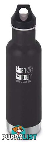 Klean Kanteen 20oz Insulated Classic Loop Cap Water Bottle .6L - Shale Black - XK1003102