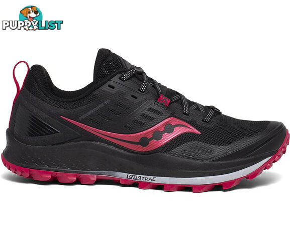 Saucony Peregrine 10 Wide Womens Trail Running Shoes - Black/Barberry - 6.5US - S10557-20-65