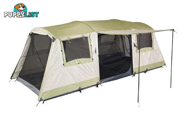 OZtrail Bungalow 9 9-Person Dome Tent - Cream/Eucalyptus - DTMBUN-D