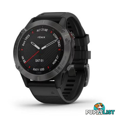 Garmin Fenix 6 Sapphire Watch - Carbon Gray DLC with Black Band - 10-02158-12