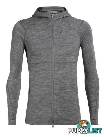 Icebreaker Merino Quantum II LS Zip Hood Mens Fleece Jacket - Gritstone Heather - XL - 104958004XL