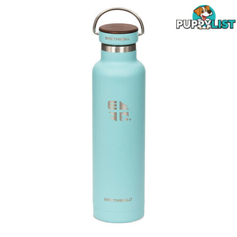 Earthwell Woodie Vacuum Bottle 22oz/650ml - Walnut Cap - Aqua Blue - VB22-W30W30