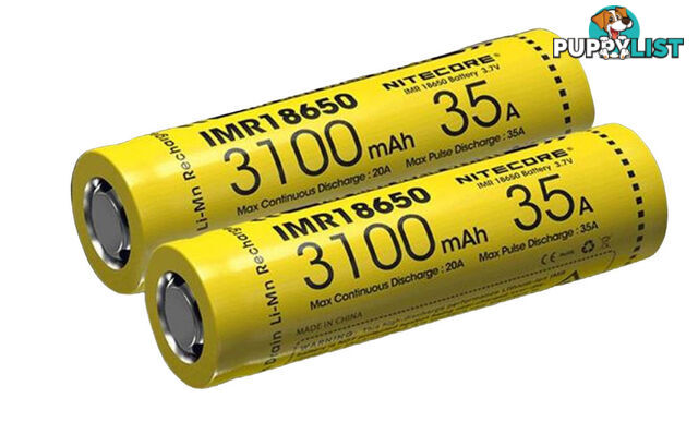 Nitecore 3100mAh 35A Battery - 2 Pack - IMR18650-3100