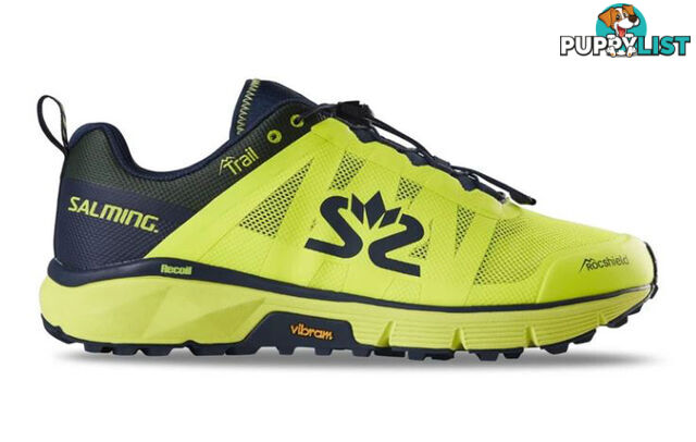 Salming Trail 6 Mens Trail Running Shoes - Safety Yellow/Navy Blue - US8.5 - 1280057-1904-42