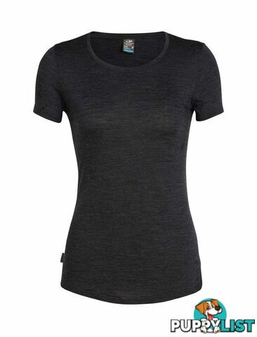 Icebreaker Cool-Lite Sphere Womens Short Sleeve Low Crewe Top - Black Heather - XS - 104680030XS