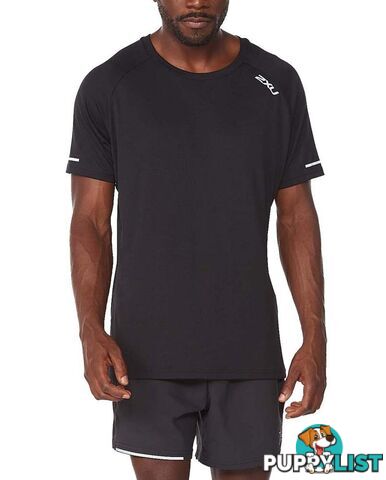 2XU Aero Mens Running Tee - Black/Silver Reflective - XL - MR6557a-BLK-SRF-XL