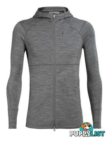 Icebreaker Merino Quantum II LS Zip Hood Mens Fleece Jacket - Gritstone Heather - L - 104958004L