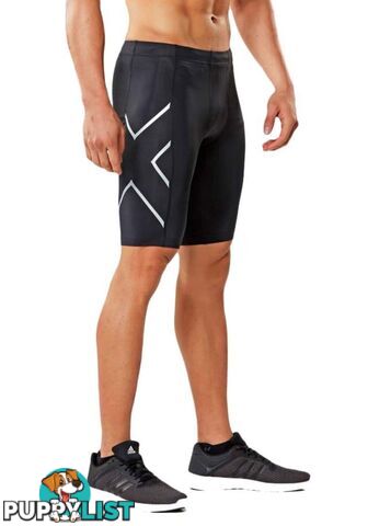 2XU Mens Compression Shorts - Black/Silver - MA3851b-BLK-SIL