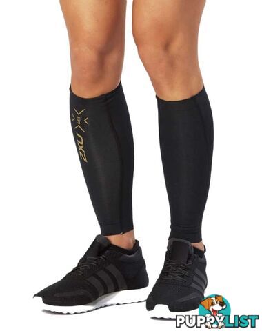 2XU Elite MCS Compression Calf Guards Unisex - Black/Gold - UA3064b-BLK-GLD