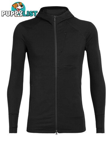 Icebreaker Quantum II LS Zip Mens Merino Hooded Fleece Jacket - Black - XXL - 104958001XXL