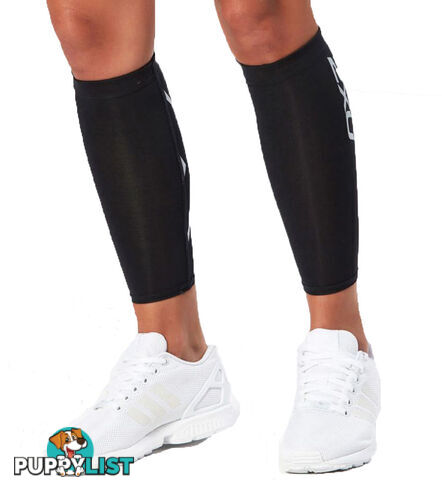 2XU Compression Calf Guards - Black/Black - M - UA1987b-BLK-BLK-M