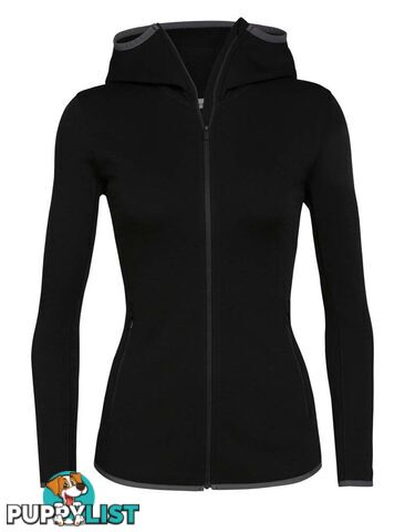 Icebreaker RealFleece Merino Elemental LS Zip Hood Womens Fleece Jacket - Black - M - 105068010M