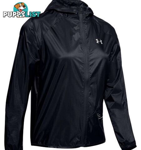 Under Armour Qualifier Storm Womens Lightweight Packable Running Jacket - Black/Black/Reflective - LG - 1326558-002-LG