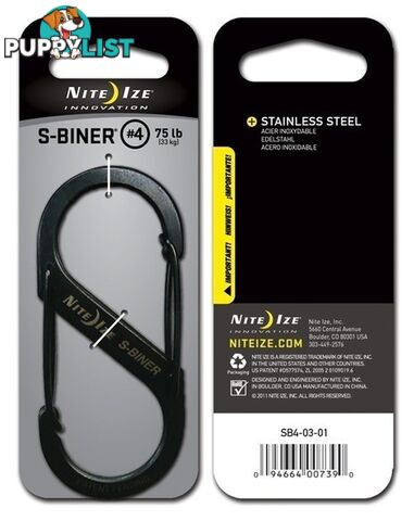 Nite Ize #4 S-Biner Double Gated Carabiner - Black - XNSB40301