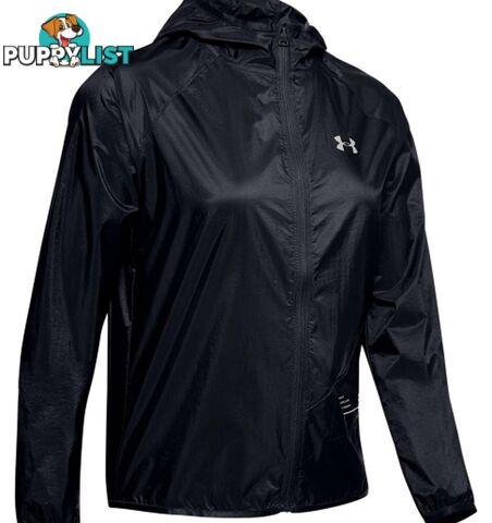 Under Armour Qualifier Storm Womens Lightweight Packable Running Jacket - Black/Black/Reflective - XS - 1326558-002-XS