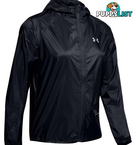 Under Armour Qualifier Storm Womens Lightweight Packable Running Jacket - Black/Black/Reflective - SM - 1326558-002-SM