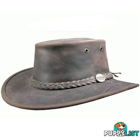 BARMAH FOLDAWAY BRONCO LEATHER HAT BROWN [Hat Size:Large] - 1060BRL