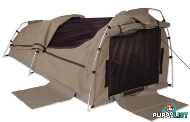 Sahara Nomad Double Dome Canvas Swag & Bag - Brown - SA-NOMAD-BR-DB