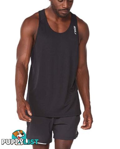 2XU Aero Mens Running Singlet - Black/Silver Reflective - M - MR6559a-BLK-SRF-M