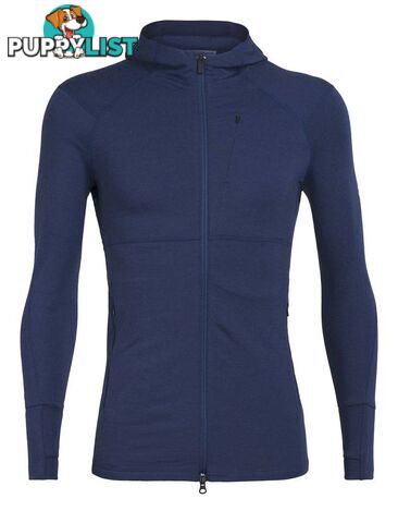 Icebreaker Quantum II LS Zip Mens Merino Hooded Fleece Jacket - Estate Blue - S - 104958427S