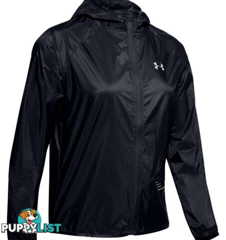 Under Armour Qualifier Storm Womens Lightweight Packable Running Jacket - Black/Black/Reflective - MD - 1326558-002-MD