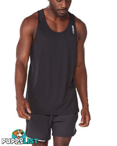 2XU Aero Mens Running Singlet - Black/Silver Reflective - L - MR6559a-BLK-SRF-L