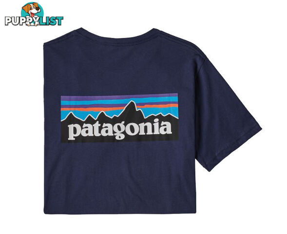 Patagonia P-6 Logo Organic Cotton Mens T-Shirt - Classic Navy - S - 38535-CNY-S