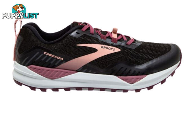 Brooks Cascadia 15 Womens Trail Running Shoes - Black/Ebony/Coral Cloud - 10.5 Wide - 1203311D-087-105