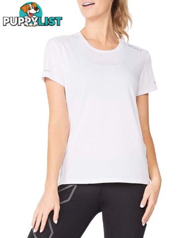 2XU Aero Womens Running Tee - White/Silver Reflective - XS - WR6565a-WHT-SRF-XS