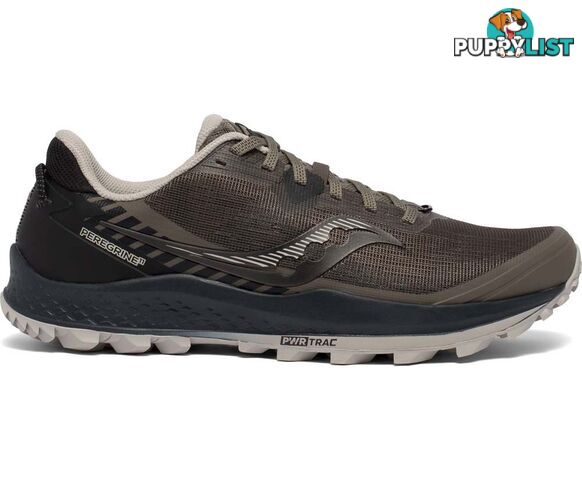 Saucony Peregrine 11 Wide Mens Trail Running Shoes - Gravel/Black - 10 - S20642-35-10