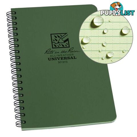 Rite In The Rain Side Spiral 4.625 x 7 Polydura Waterproof Notebook- Green - XR973