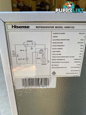 Hisense 125 litre Compact Refrigerator