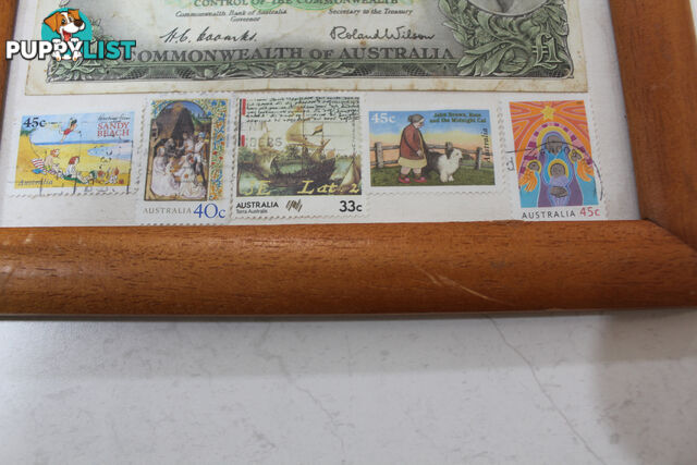 Australian Pound note and old stamps