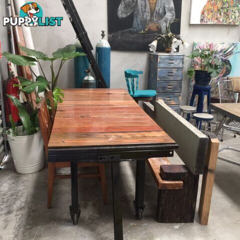 Reclaimed industrial table