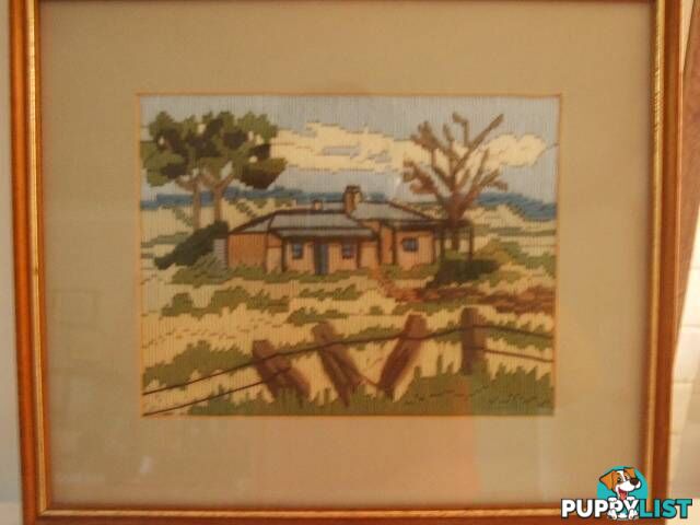 Framed Cross Stitch Very Good Condition