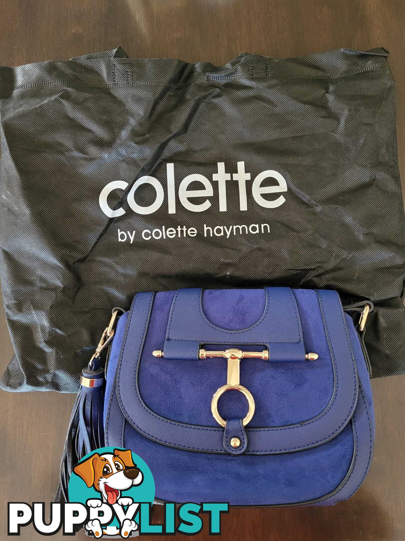 Colette Blue Suede-like Handbag - brand new