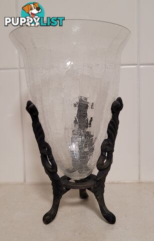 Vintage Crackle Glass Vase - like new - great gift idea