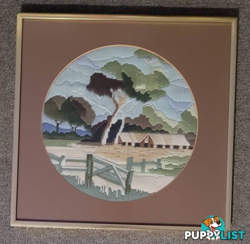 Framed Long Stitch Scenes - $20 each or both for $30