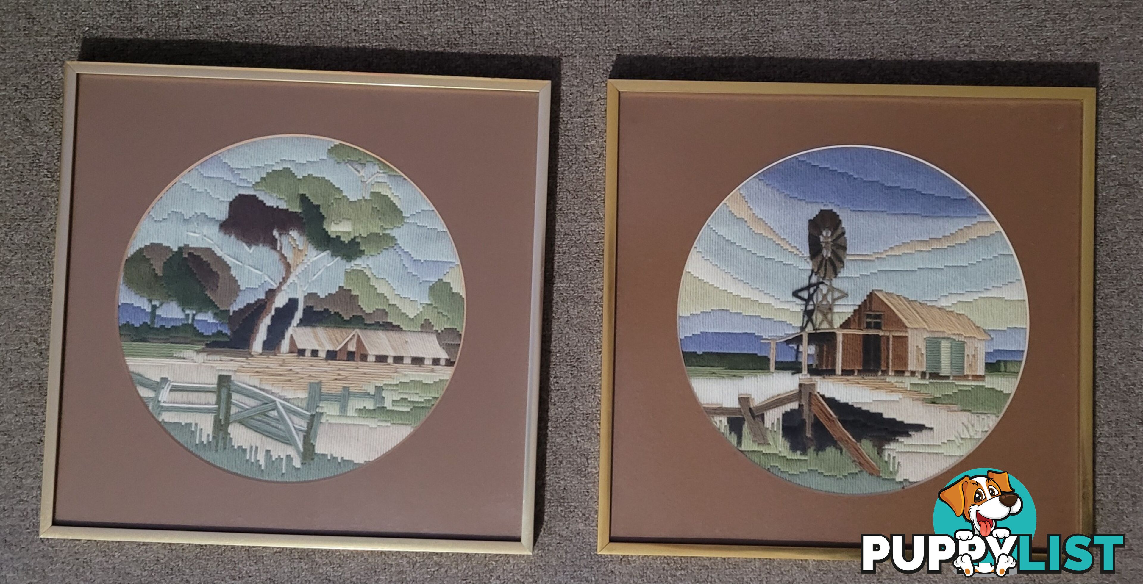 Framed Long Stitch Scenes - $20 each or both for $30
