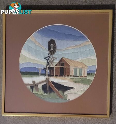 Framed Long Stitch Scenes - $20 each or both for $30