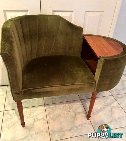 Vintage Telephone Chair with Built-In Side Table – Retro Charm