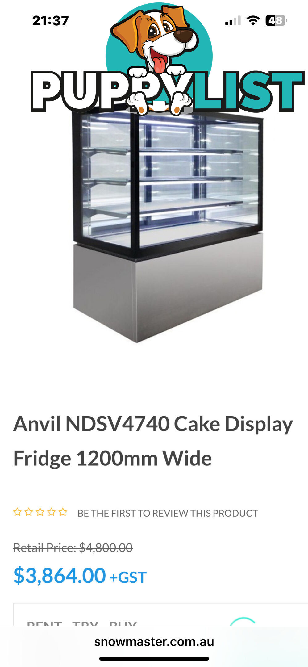 Anvil 4 Tiered sandwich cold display 1200mm