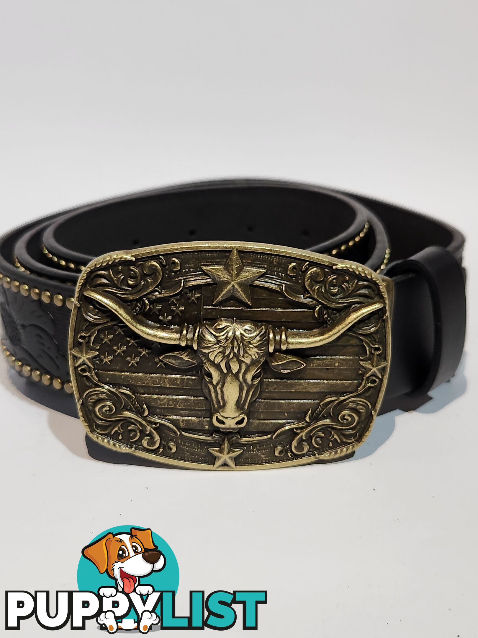 Western Belt and Buckle - Vintage Skull Design. Both Envraved. Faux Leather