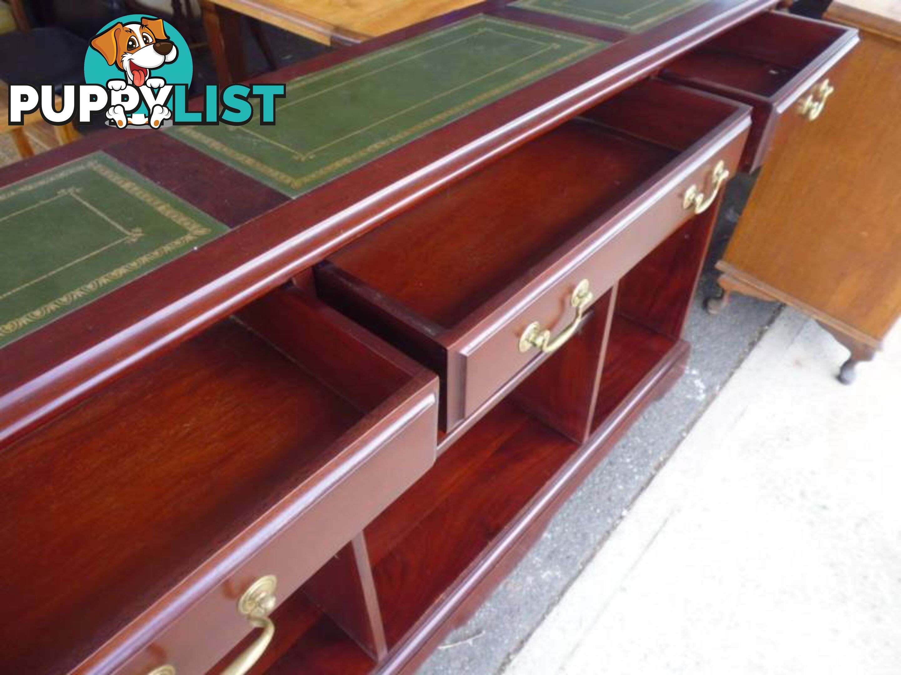 Hall Table, Leather Top, Mahogany, 369970