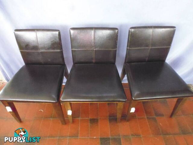 3 x Wood & Leather Chairs, 369395